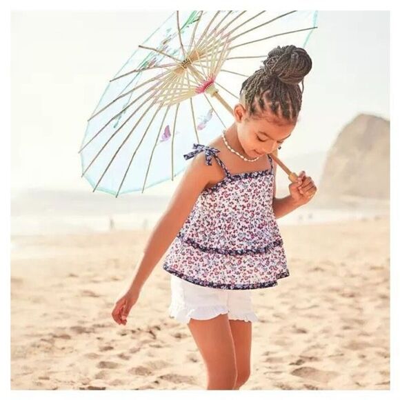 Janie & Jack Ditsy Floral Tiered Top Size 6 Girls - Picture 1 of 10